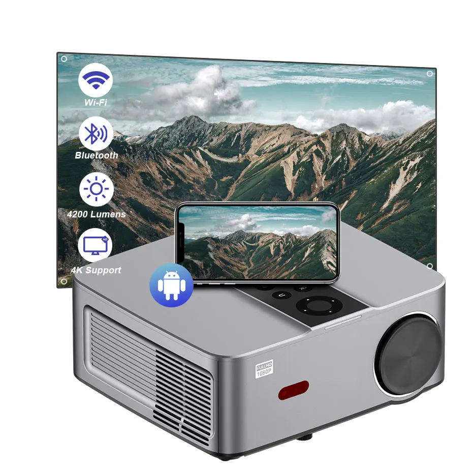 Rigal P1A Video Beam Projector Screen 200 Home Theater Data Proyector Wifi Led 4k bluetooth Table Stand Projector
