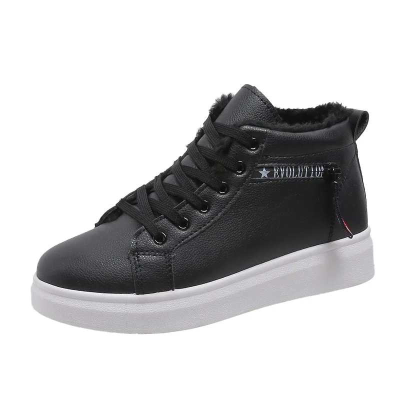 2024 Winter new women's zipper waterproof PU leather top student casual ankle boots