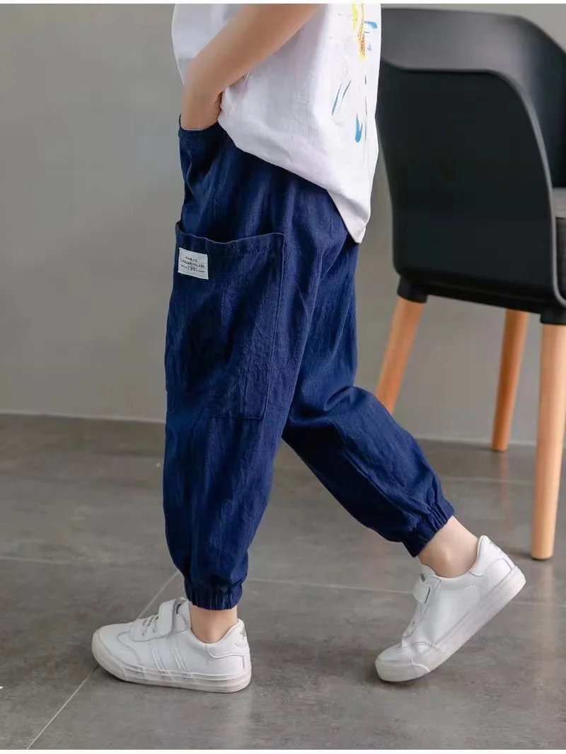 2023 New Mosquito Proof Boys' Pants Cotton And Linen Summer Thin 310