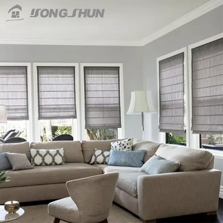 High Quality Window Roman Shades Backthrough Rod Transparent Soft