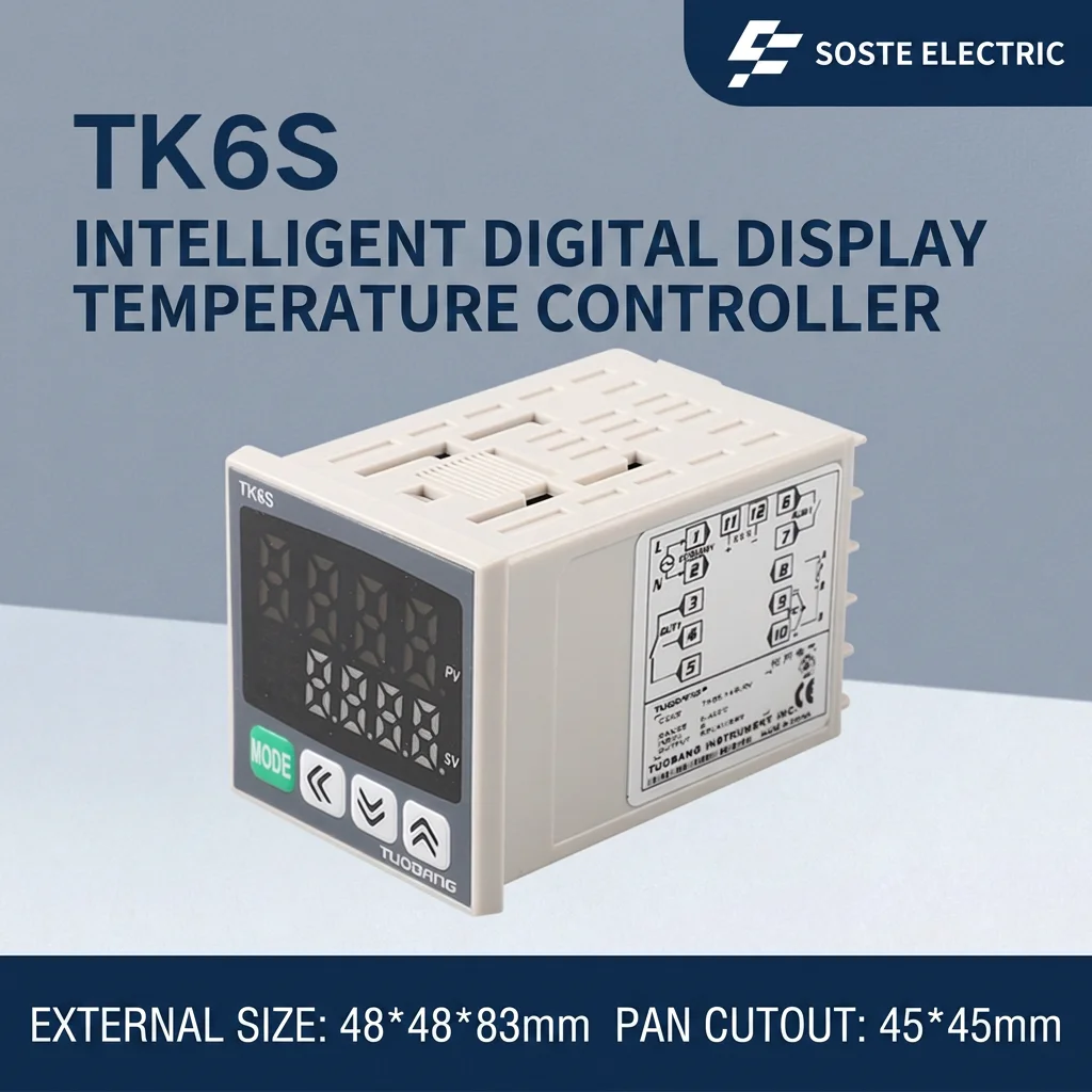 TUOBANG TK6S Digital PID Temperature Controller with RS485 IP43 0.1C Resolution High Temp Alarm & Data Lock