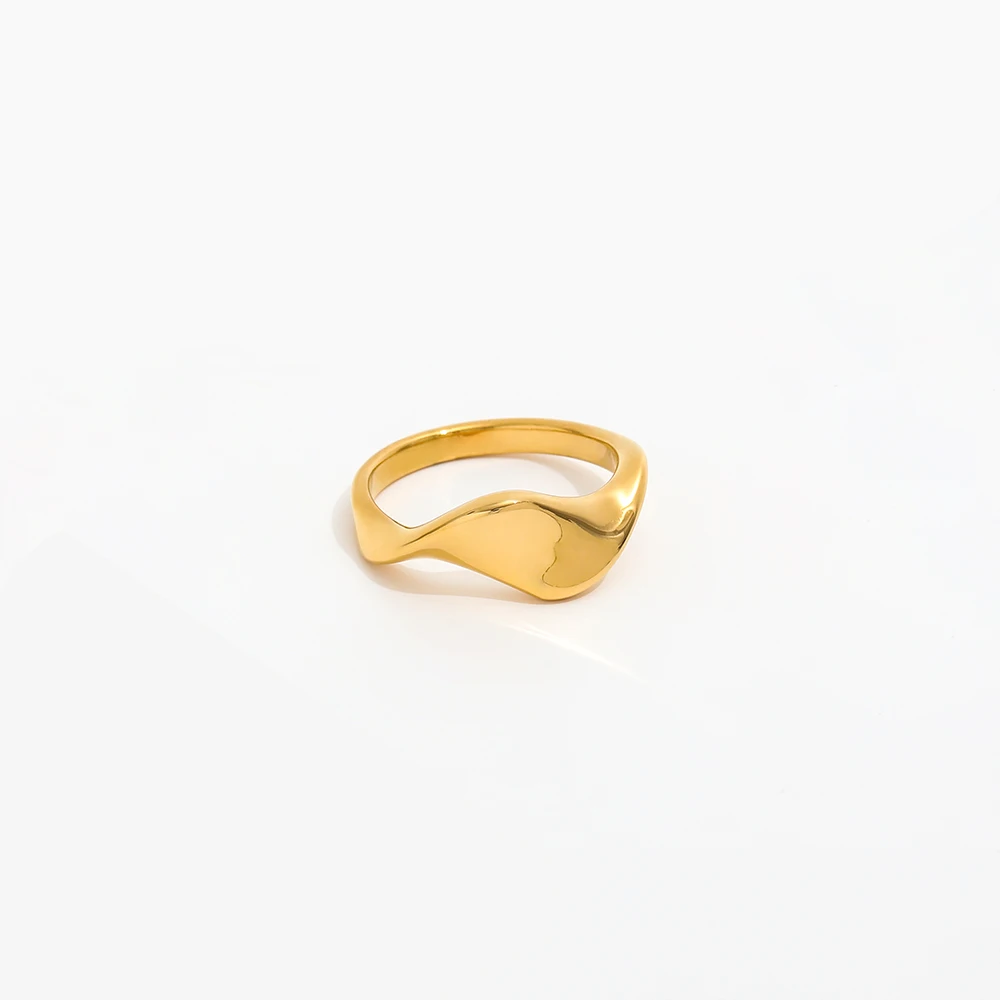 Tarnish Free High End 18K Gold Plated Moebius Twisted Curved Surface Rings for Women Stainless Steel Jewelry