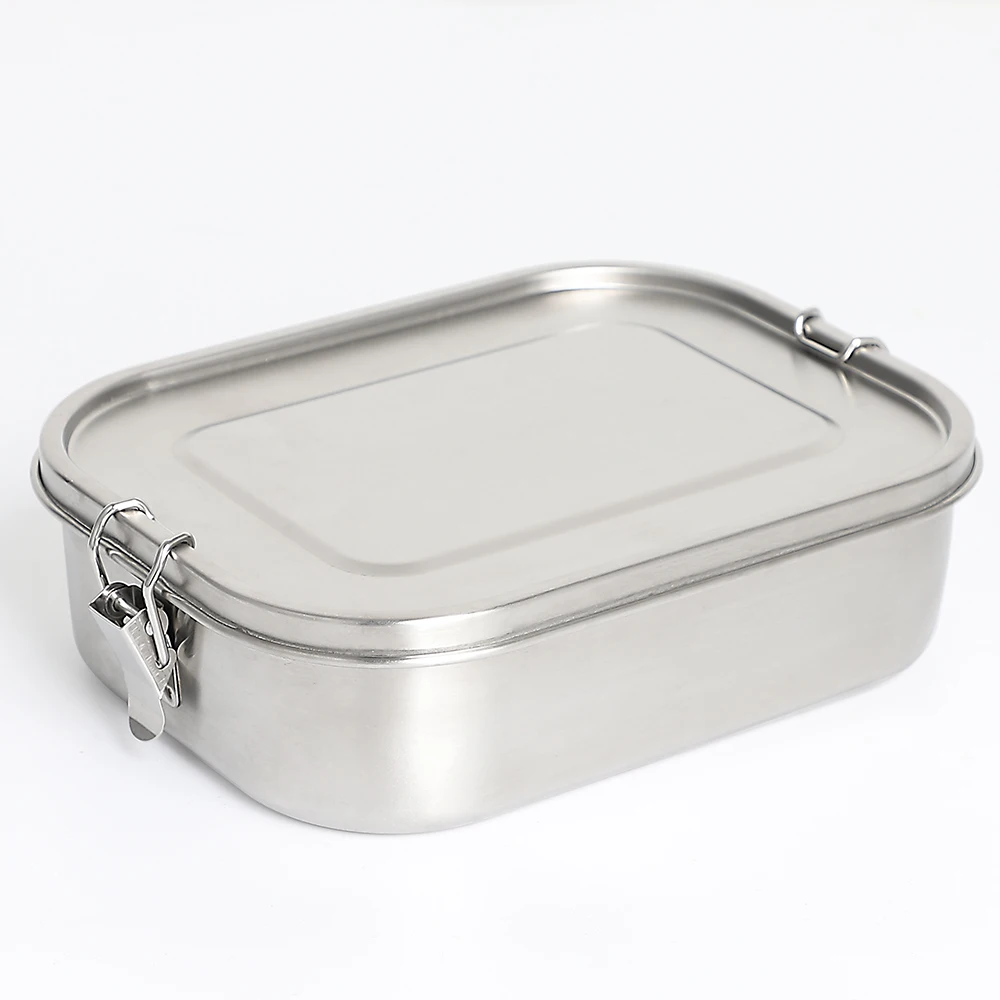 Stainless Steel Rectangular School Lunch Box School Tiffin Picnic Food Container 