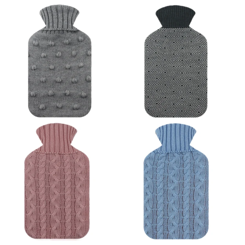 oem high quality 2l rubber bs hot water warm bag custom knit cover hot water bottles for sale