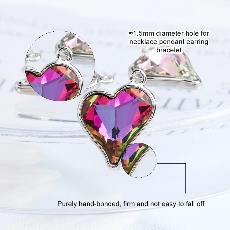 Xichuan Sweet Heart Pendant - Custom Glass Rhinestone Earrings