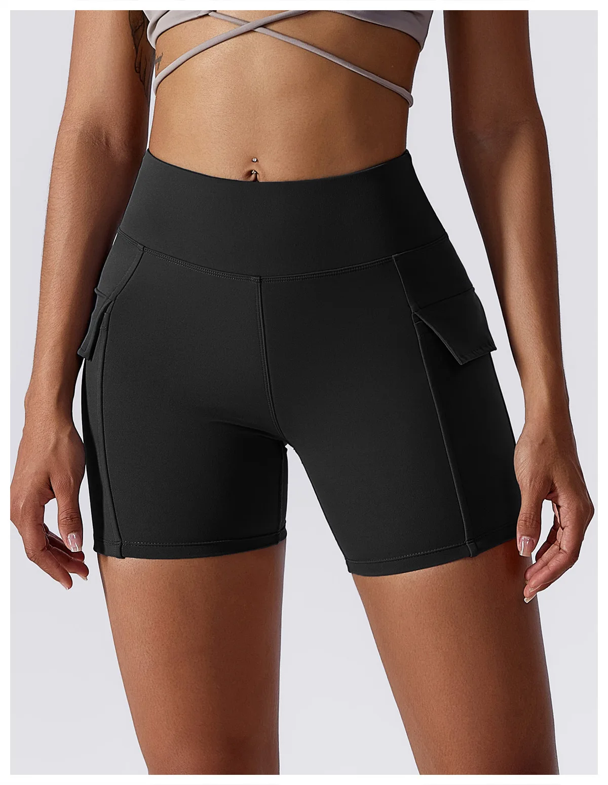 Wholesale Custom Womens High Waisted Athletic Shorts Elastic Casual