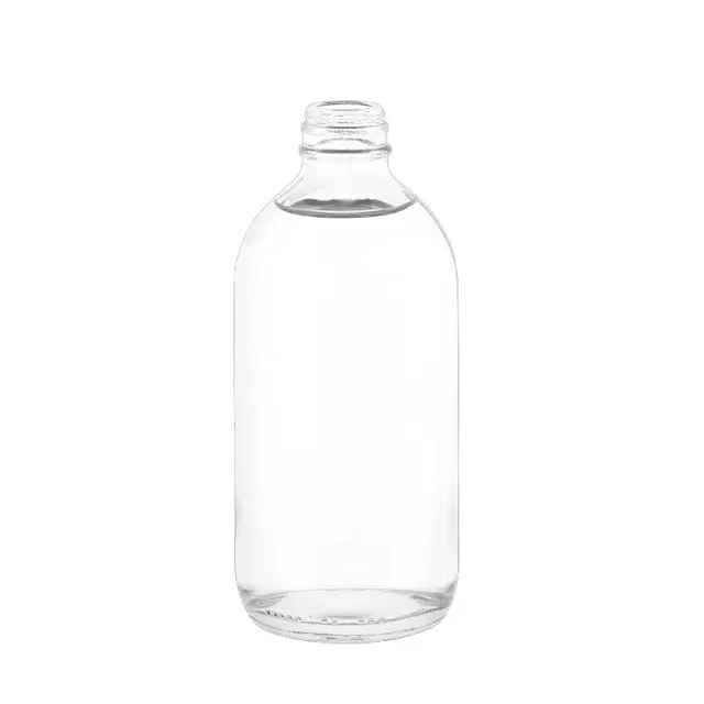 Custom Transparent Beverage Drink Juice Packaging 300ml Boston Milk Round Glass Clear Bottle