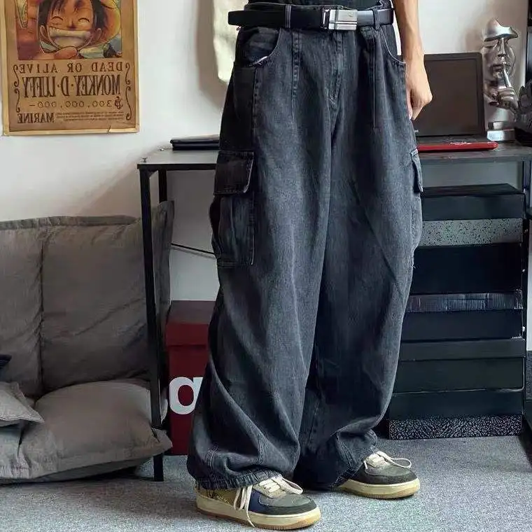Baggy Jeans Trousers Male Denim Pants Wide Leg Pants Men's Jeans Oversize Cargo Korean Streetwear Hip Hop Harajuku