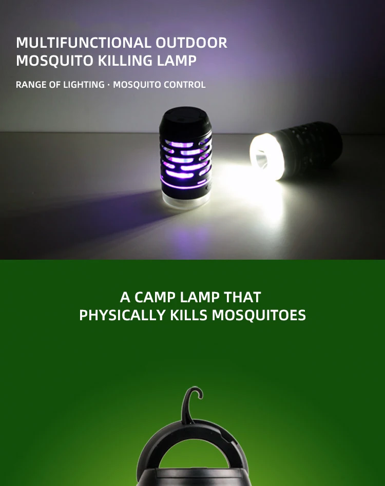 Portable Outdoor Hook Camping Tent Light Waterproof Insect Fly Trap Rechargeable Led Electric Mosquito Zappers Killer with Lamp manufacture