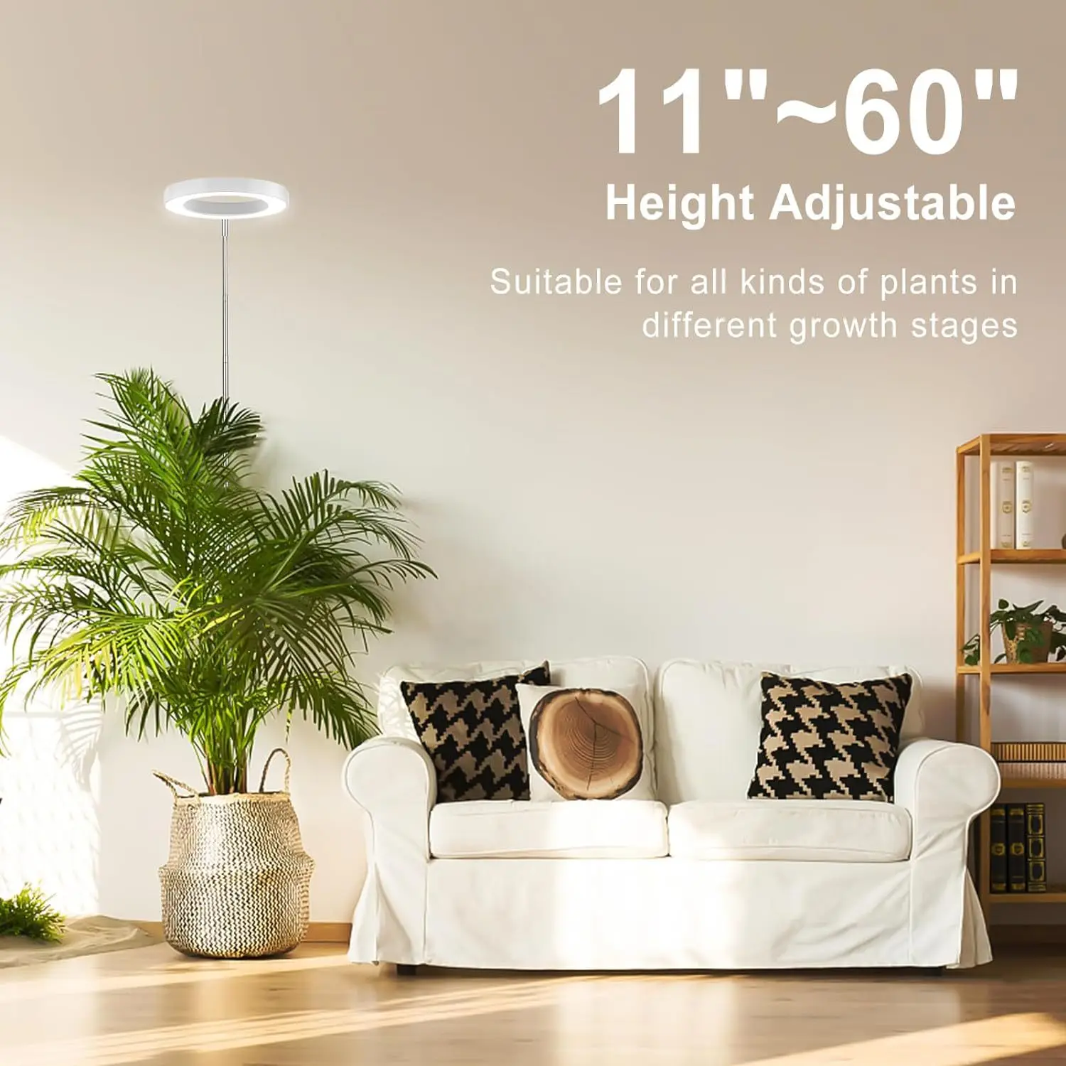 6-Inch Angel Ring LED Indoor Plant Growth Light Fleshy Green Aluminum Flower SMD Source 3000K Color for Sun Growing