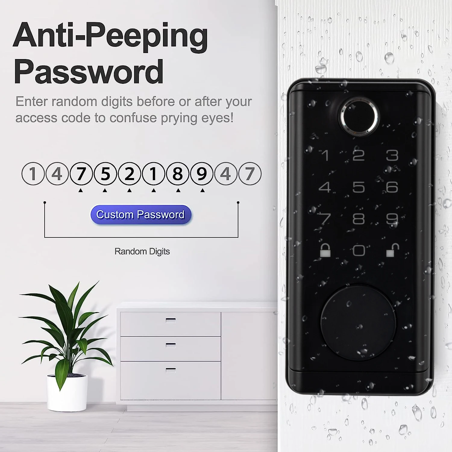 D3 Lock with Fingerprint and Password Glass Door Lock with Knob Remote Control Smart Door Lock