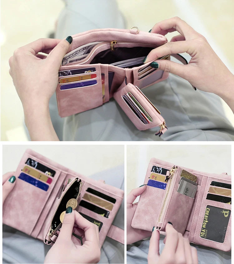 NFI Essentials Mini Wallet For Women - PU Leather Compact Clutch With Zipper, Card Slots & Coin Pocket, Pink - View #11