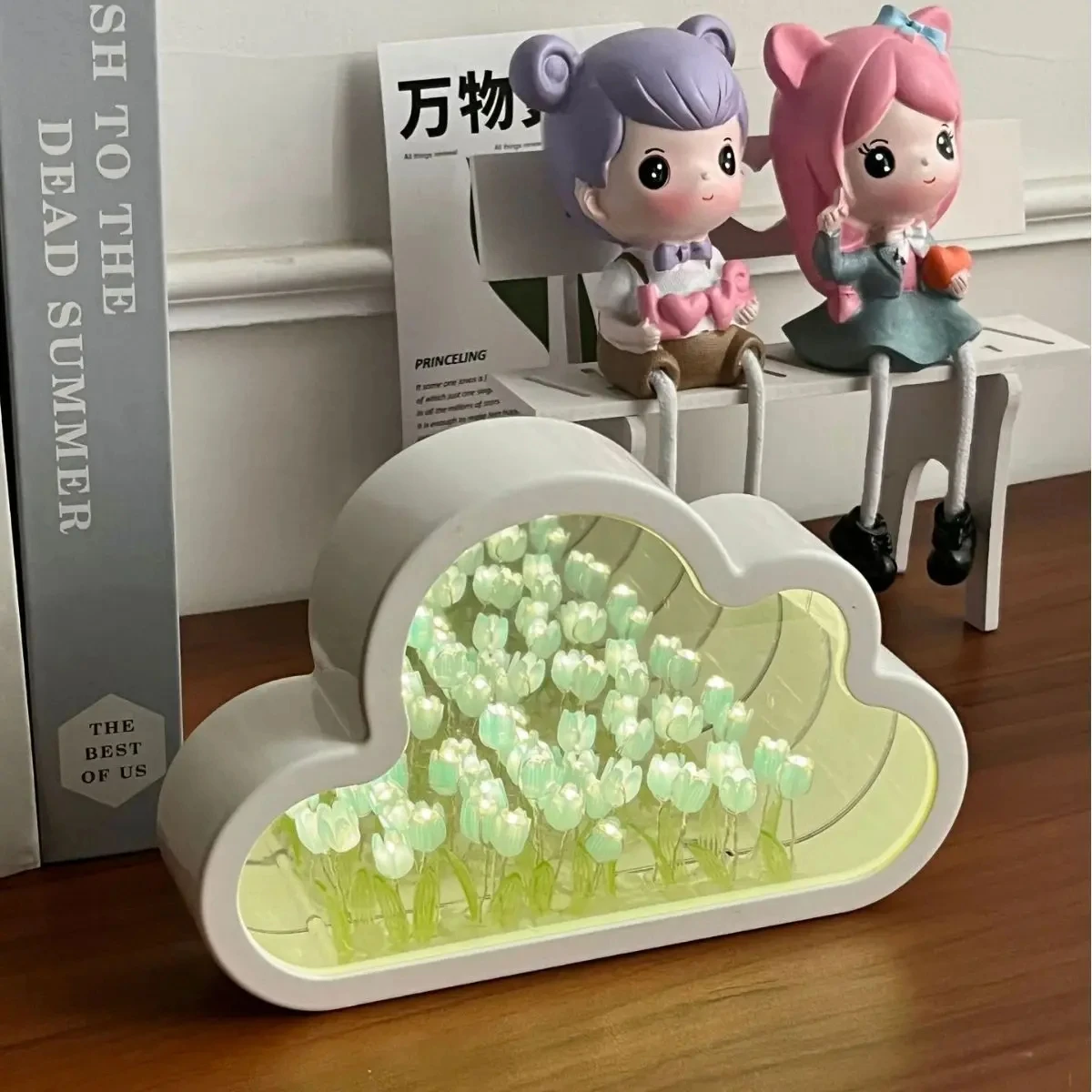 Hot Sale Handmade DIY LED Tulip Flower Night Light For Valentine's Gift Cloud Mirror Tulip Lamp
