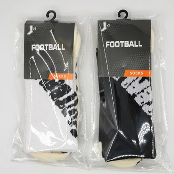 Premium quality custom logo jacquard socks anti slip grip football socks crew sports soccer ball socks wholesale