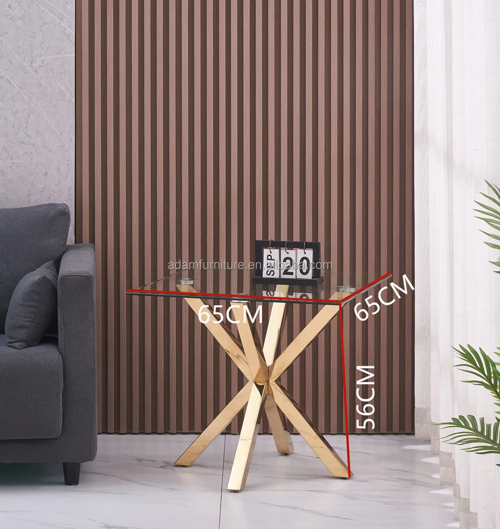 Modern Retangular Glass Table Top With Stainless Steel Frame Side Table