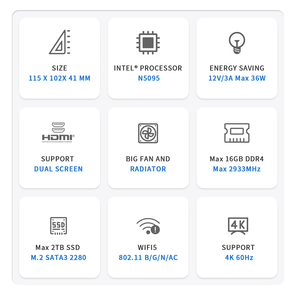 Top 10 Beelink Mini S Intel N5095 8G 256G Mini PC Wins10 OS SATA SSD Storage Industrial Computer with Dual Screen display MiniS