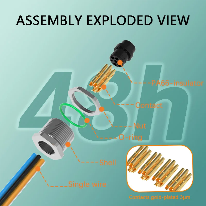 Waterproof Connector 7/8" 6 Pin Circular Electronic Industrial Front Fastened Female Socket Wire PCB Panel Mount Cable Connector
