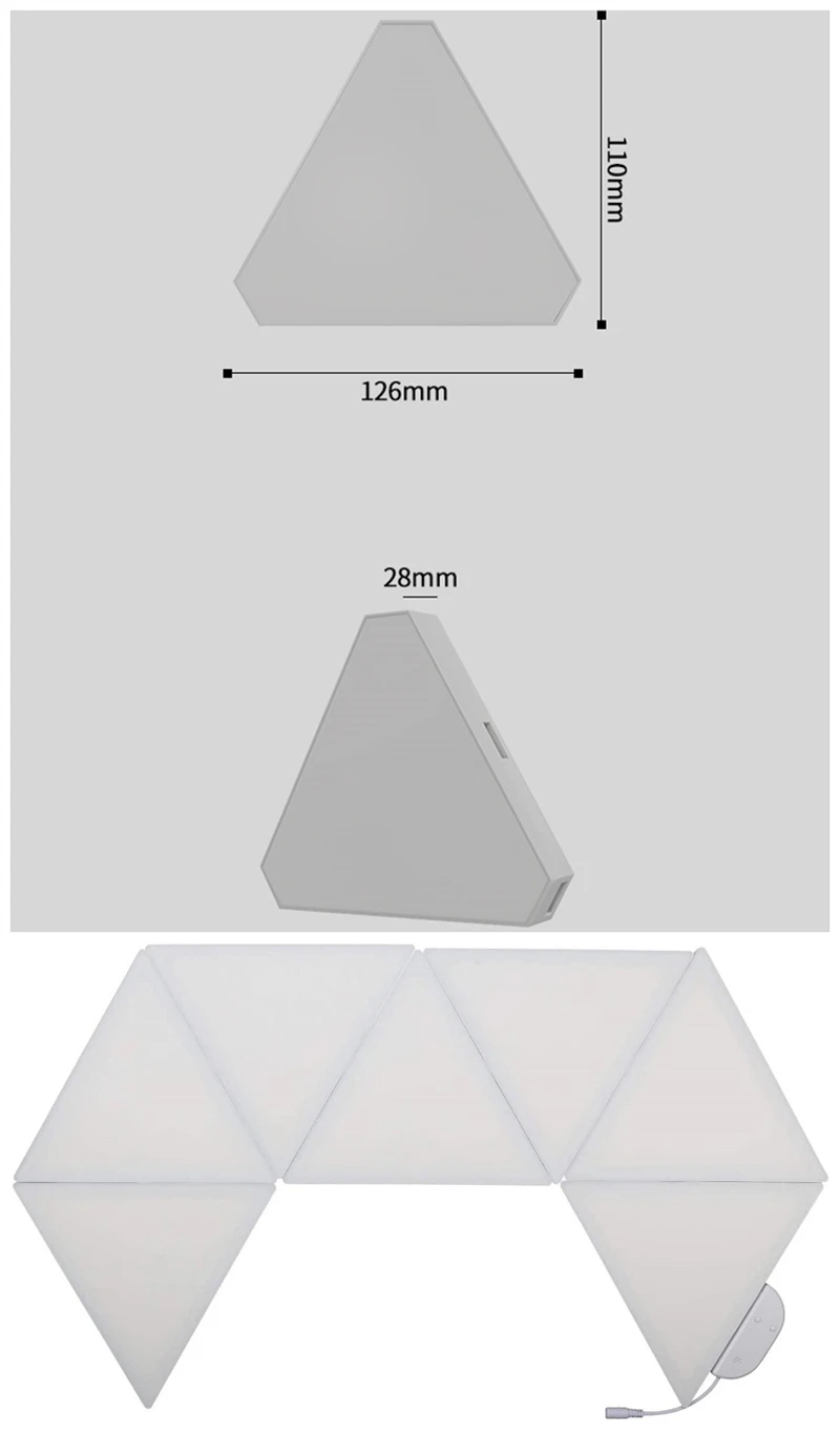 Smart Led Triangle Wall Lights Rgb Colorful Rhythm App Control Triangle