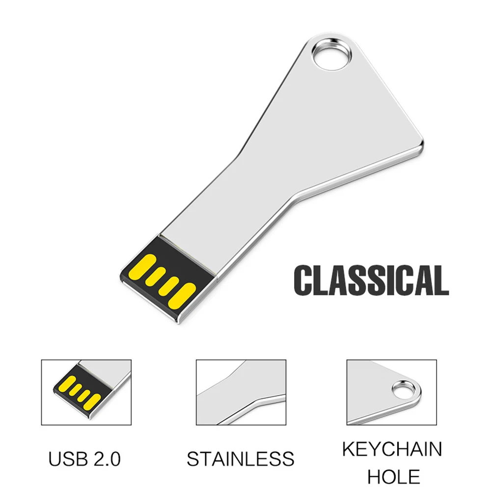 Wholesale Gift Items Irregular Shape Metal Key Ring USB Flash Drive USB Flash Key 64GB - ANKUX.COM