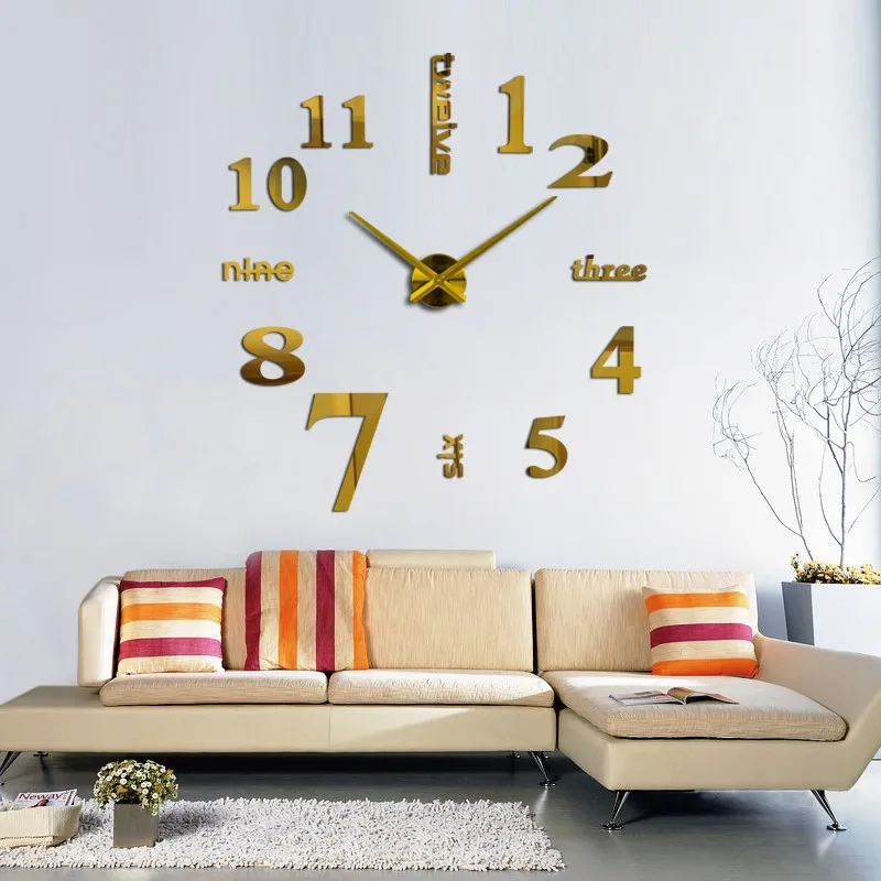 Metalate Sticker Frameless Digital 3d Diy Mounted Wall Art Clock