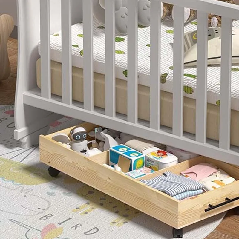 Solid Wood Under Bed Storage Drawer with Lid Wheels Handles Divided ...