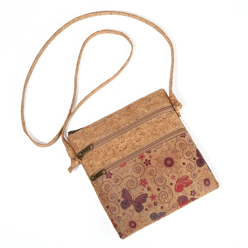 Small Crossbody Bags Lady Cell Phone Wallet Fashion Cork Leather Wallet