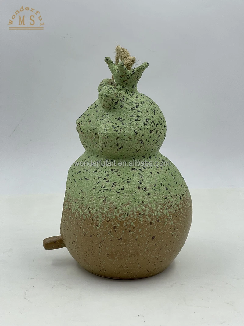 Portable Stoneware Frog Shaped Hanging Bird House Ceramic Bird Nest Bird Feeder