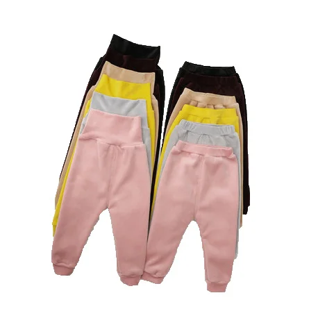 Детские теплые леггинсы, штаны с высокой талией, брюки для новорожденных, Детские повседневные штаны, детская зимняя одежда