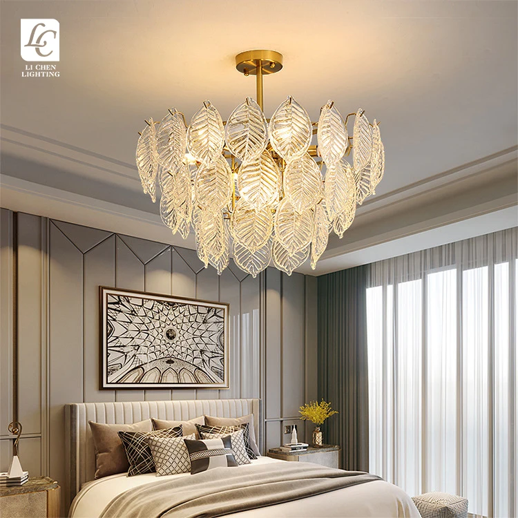 P0009 Contemporary Style Residential Decoration Brass Color Glass LED Ceiling Pendant Light
