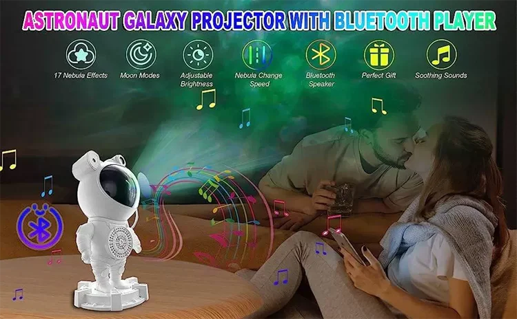 product astronaut bluetooth led night light home decoration usb rechargeable lamp with white noise remote control starry projector lamp-45