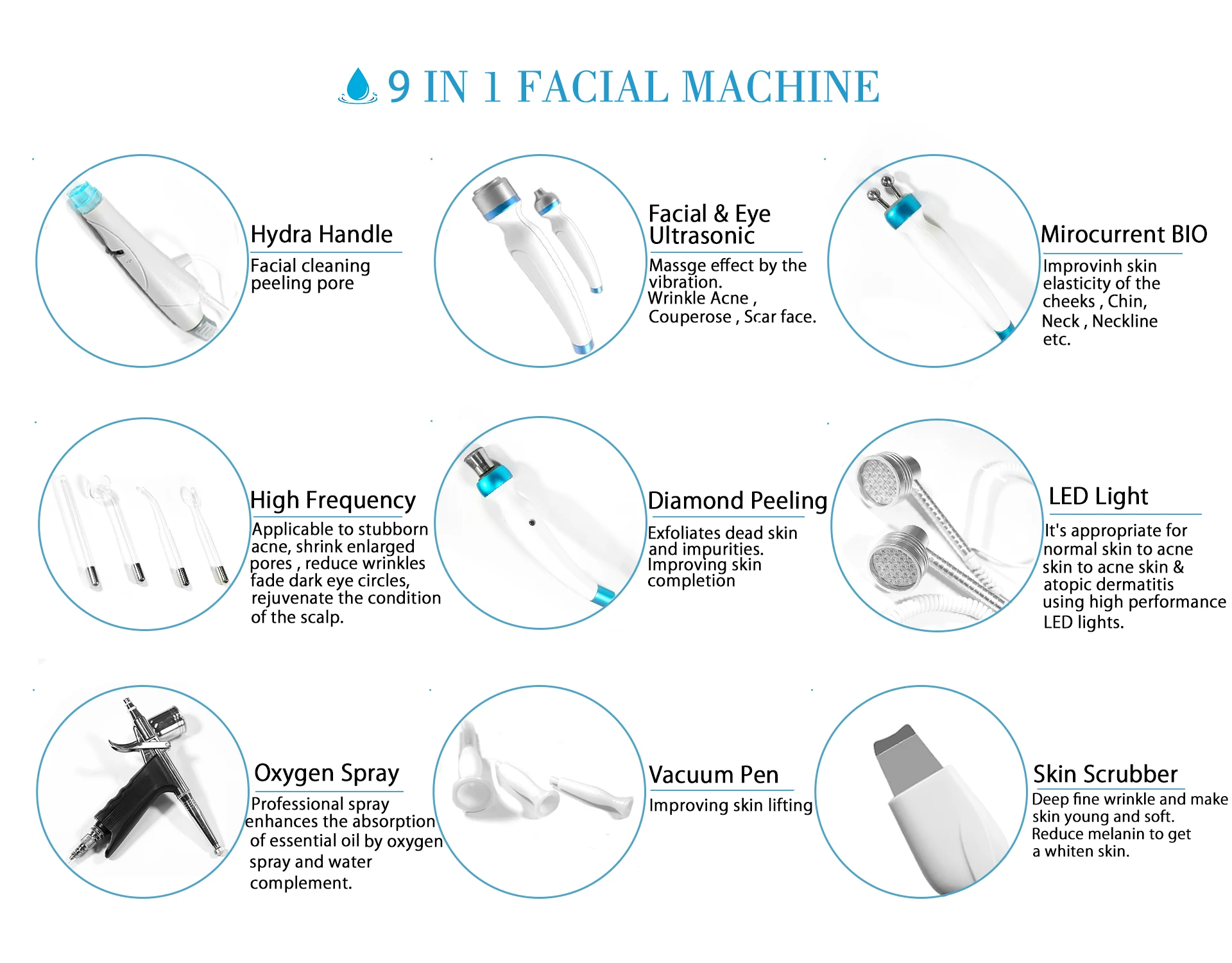 2021 Hydra Beauty Skin System Diamond Peel Dermabrasion 9 In 1/10 In 1