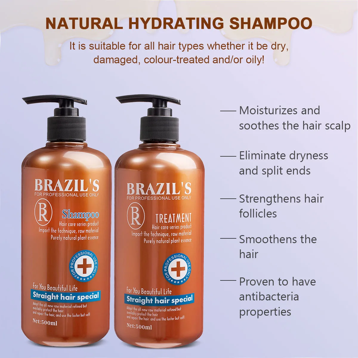 Factory Private Brands Organic Moisturizing Hair Conditioner Wholesale Silk Protein Shampoo and Conditioner Set, Support OEM ODM