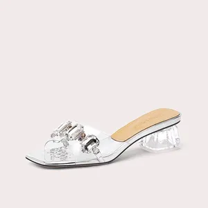 Lily Wei Customized Designer Shoes Rhinestone Transparent Sandal Women's High Heel slippers Luxury Women's Fashion
