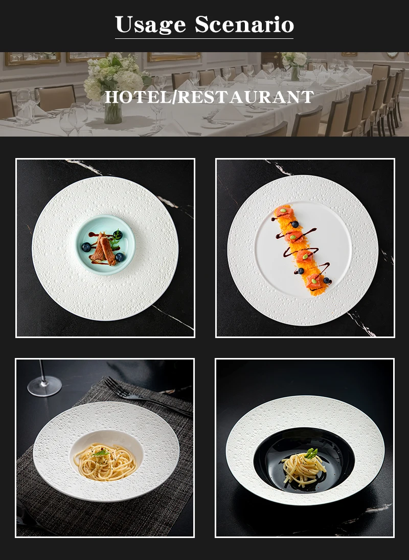 Modern Restaurant Porcelain Dinner Plate Dinnerware New Design Unique Lunar Surface Hotel Ceramic Tableware Plates