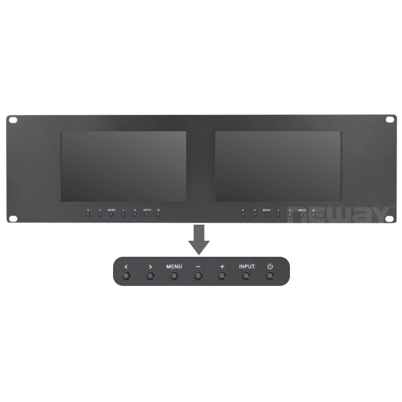 Dual 7in LCD screens rack mount TFT display monitor 