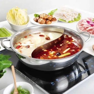 Hot Pot With Divider Restaurant Hot Pot Stainless Steel Shabu Hot