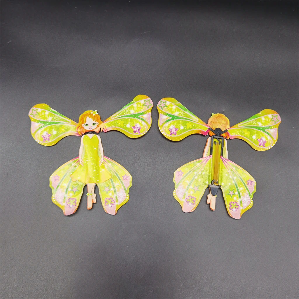 Rubber band magic paper wind up flying fairy toys