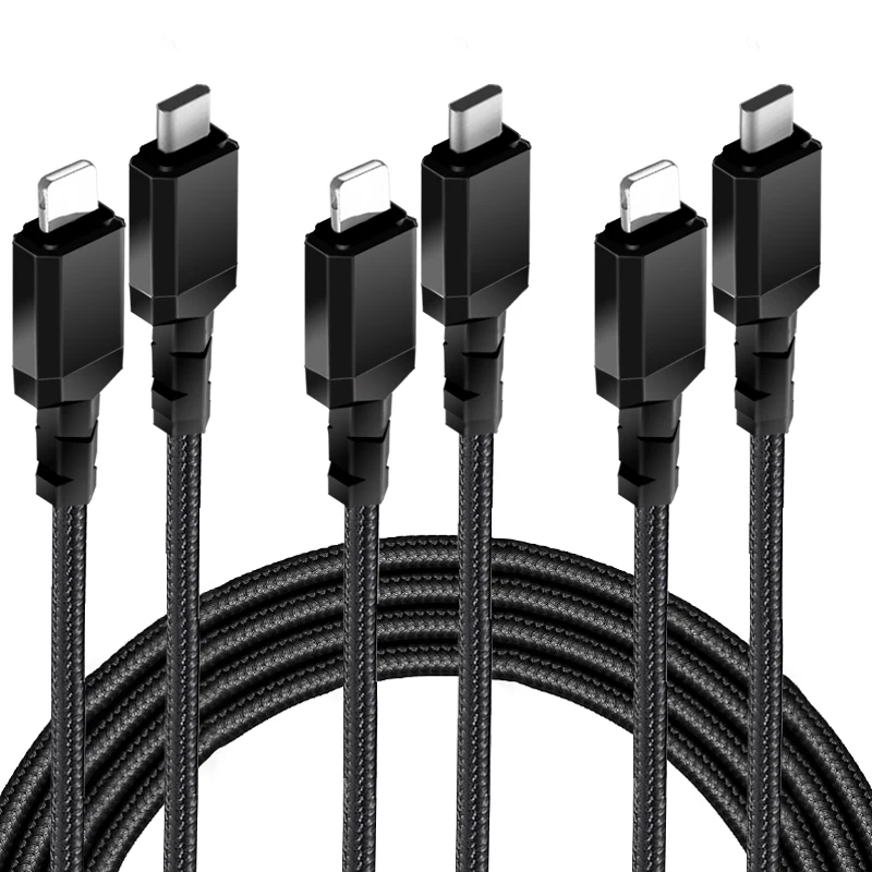 Mobile phone accessories nylon braided 3A type C to type C,2.4A fast charging android data usb cable,PD USB-C cable to lighting.jpg