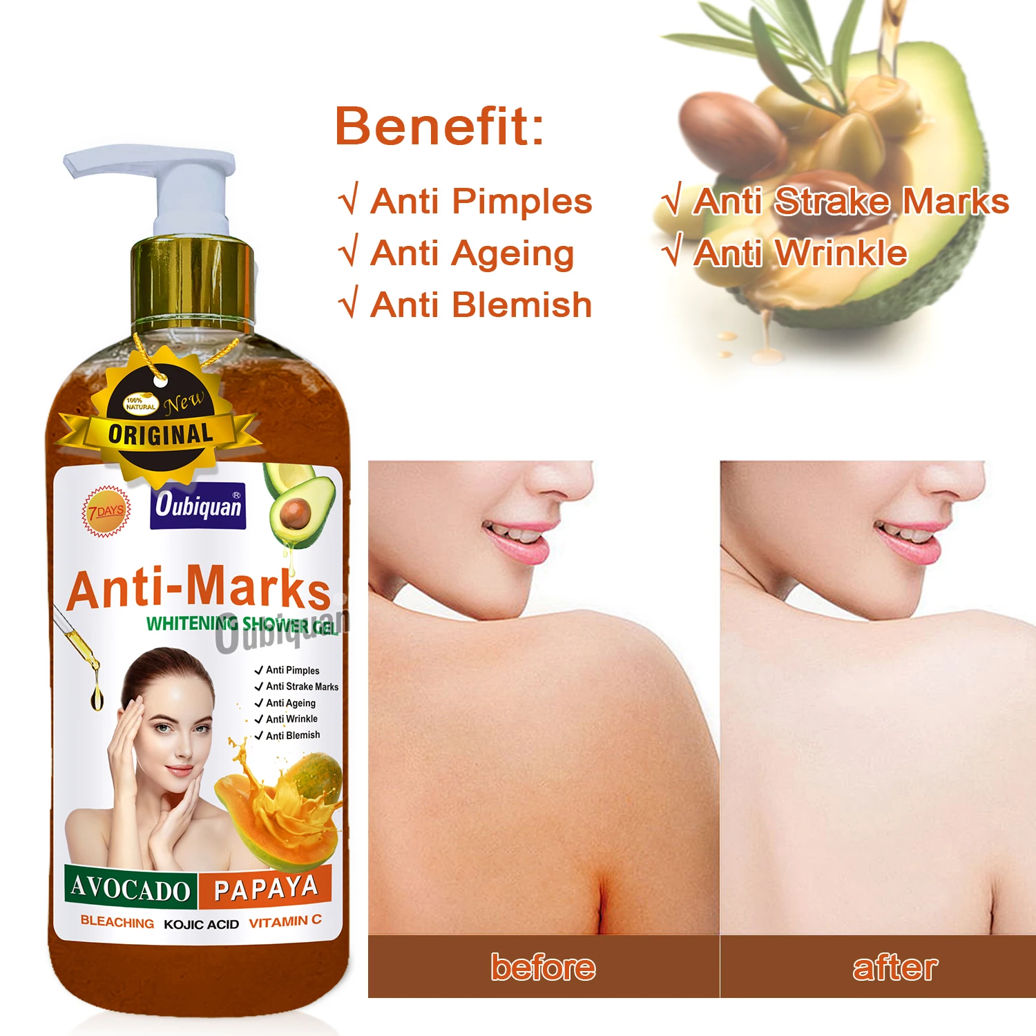Gel Douche Éclaircissant Naija - Action Rapide - Vanille - 500 Ml - Neuf Fabriqué En France