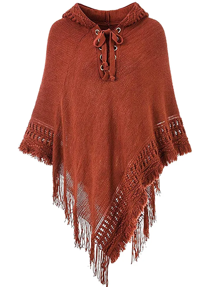 Fashion Woman Clothing Winter Knitted Patterns Crochet Handmade Sweater Poncho