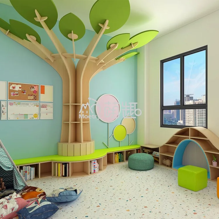 Moetry Creative Design Library Furniture For Kids Daycare Bookshelf