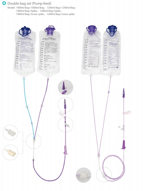 Enteral Feeding Double Bag Set Pump Feed Spike set Screw hat Set factory