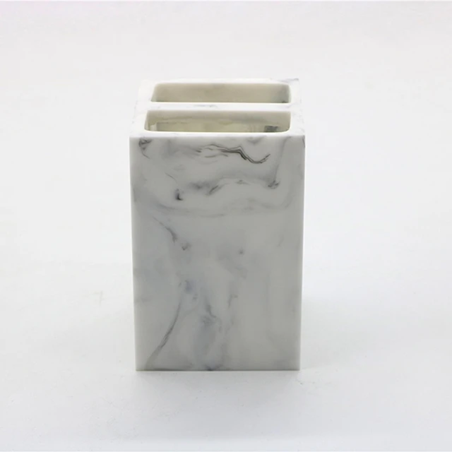 Marble 5pcs Polyresin Bathroom Accessories Sets Square White Soap