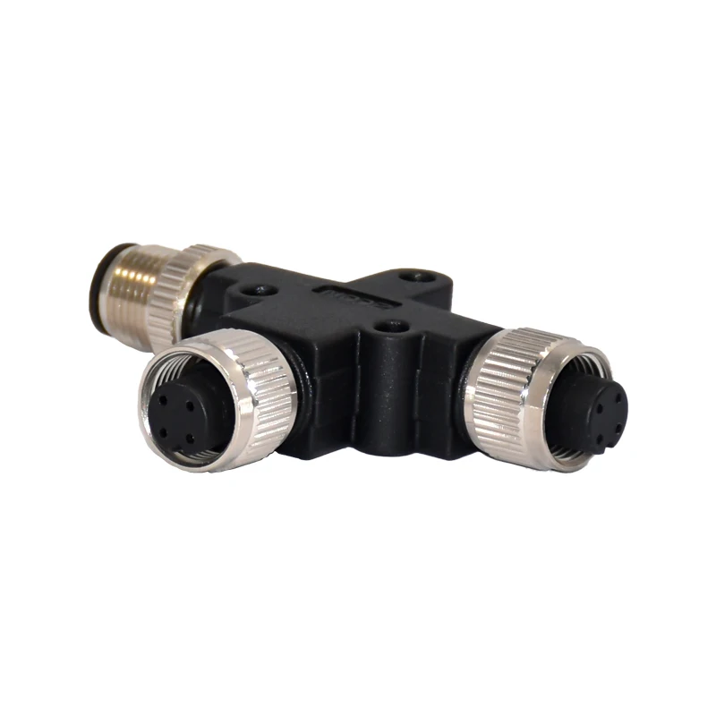 M12 RG TPU GF Waterproof 5 Pin Connector T Type 1 Male To 2 Female TPU