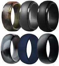 High quality matte men's black silicone wedding ring for men