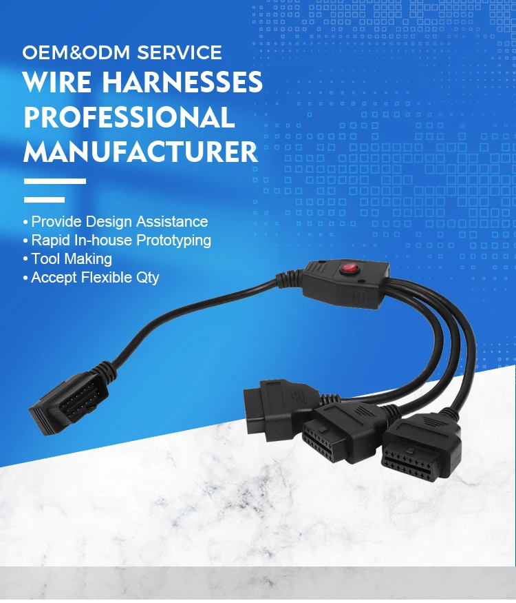 product custom 16pin obd2 obd j1962 male to female 1 to 3 16 pin splitter cable for code readers-2