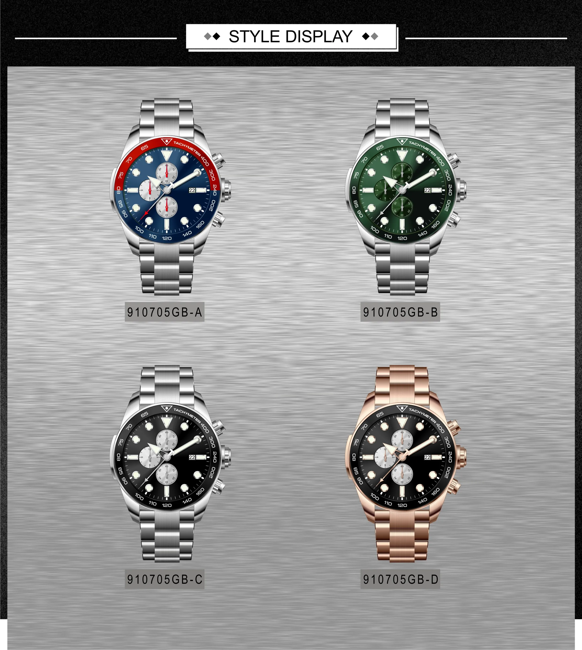 Man Private Label Watch 10ATM Stainless Steel Watch Luminous Hands Aluminum Bezel Japan Movt Quartz Watches