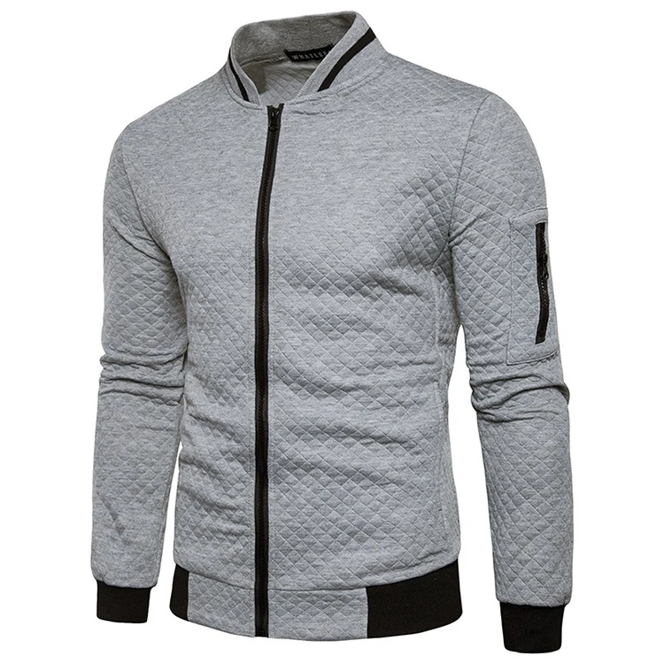 Mens Casual Plaid Cardigan 2024 New Style Zipper Stand Collar Sport Coats Autumn Winter Long Sleeve Hooded Jacket_voghion.com