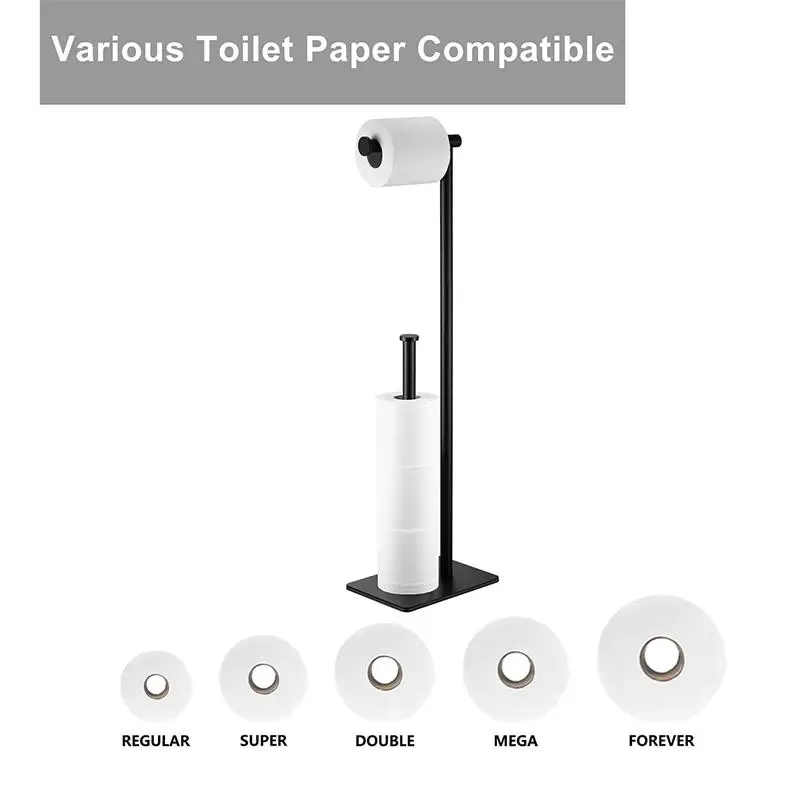 Free Standing Toilet Brush Stainless Steel Toilet Paper Holder With ...