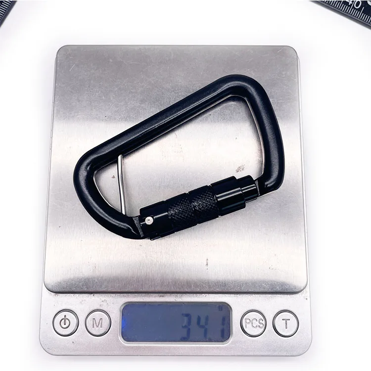 Promotional Keychains Carabiners 5KN Safety D Shape Aluminum Clip Heavy Duty Screw Locking Strap Hook Carabiner Double Locking